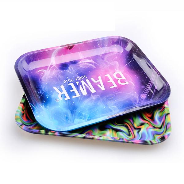 10.8"x13.4" Inch Wholesale Custom Print Large Silver Cigar Tin Serving Tray