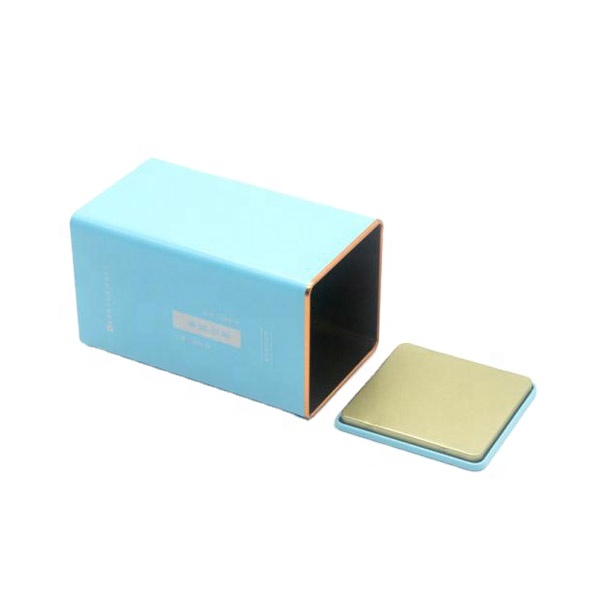 100 gram rectangle white recyclable tea tin box for tea bag