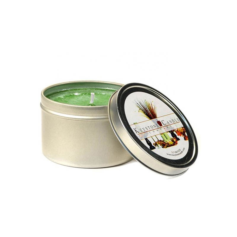 Seamless massage candle in the tin box cream wax gold candle tin can with pour spout
