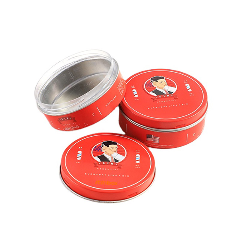 Custom hair pomade tin can metal cosmetic wax cream tin jar with plastic container and screw lid