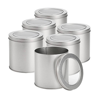 Tin can with clear lid