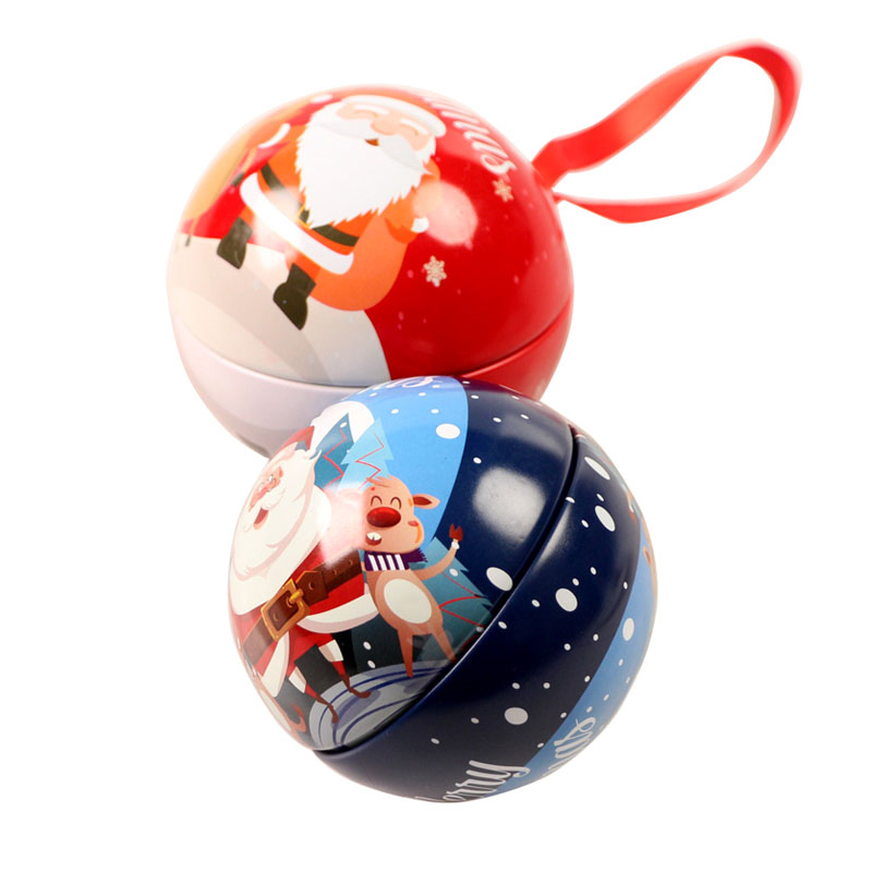 Christmas ball tin container