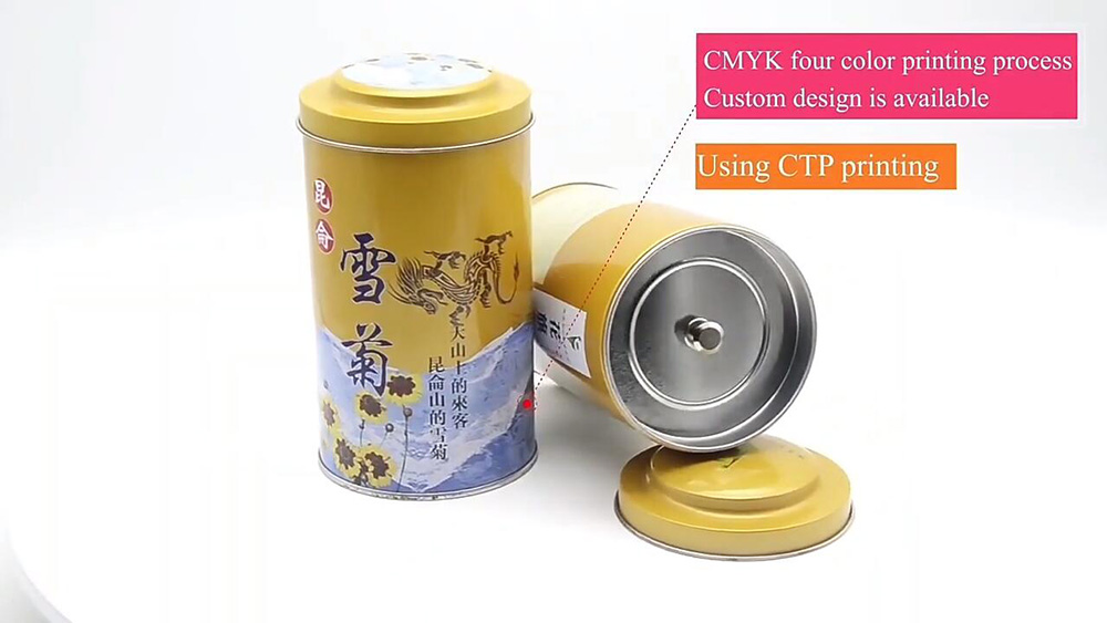Customized double lid loose tea tin canister