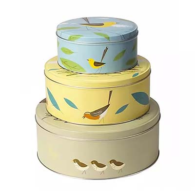 Round cookie metal tin container