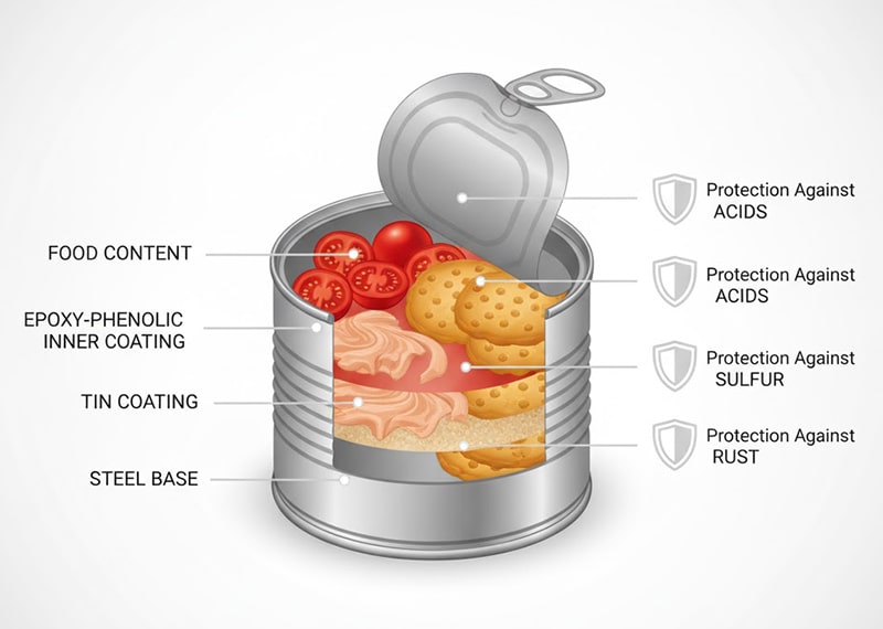 tinplate food can cross section