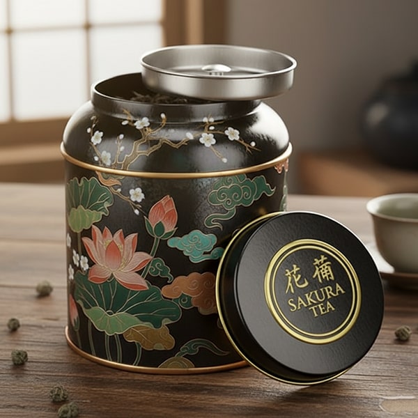double lids tea tin can