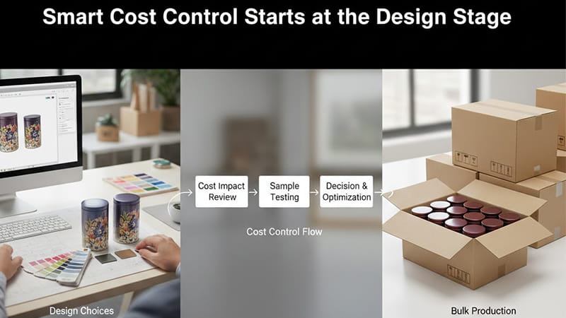 Printing and finishing quality control for bulk tea tins