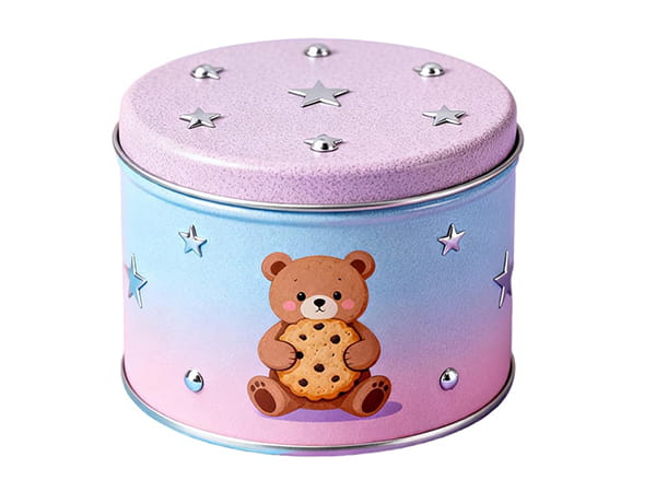 Round cookie tin box