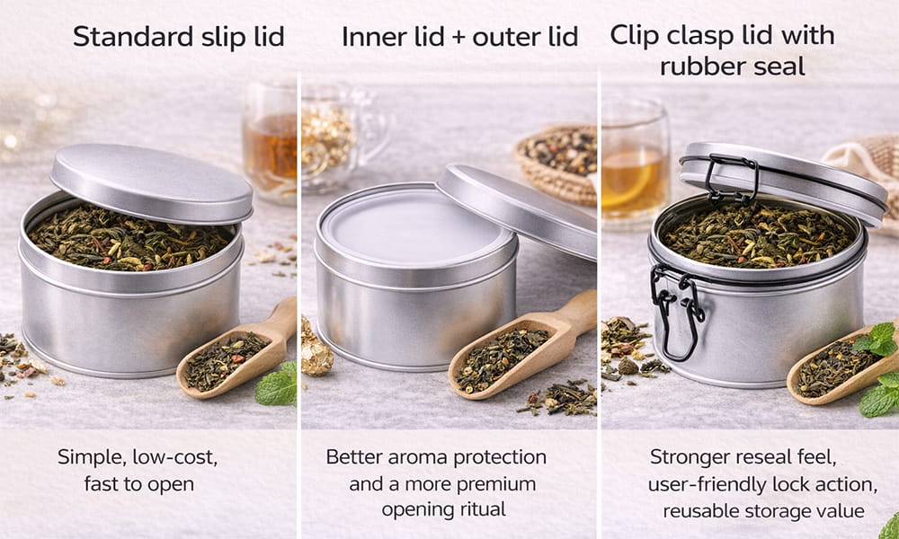 different structure tea tins