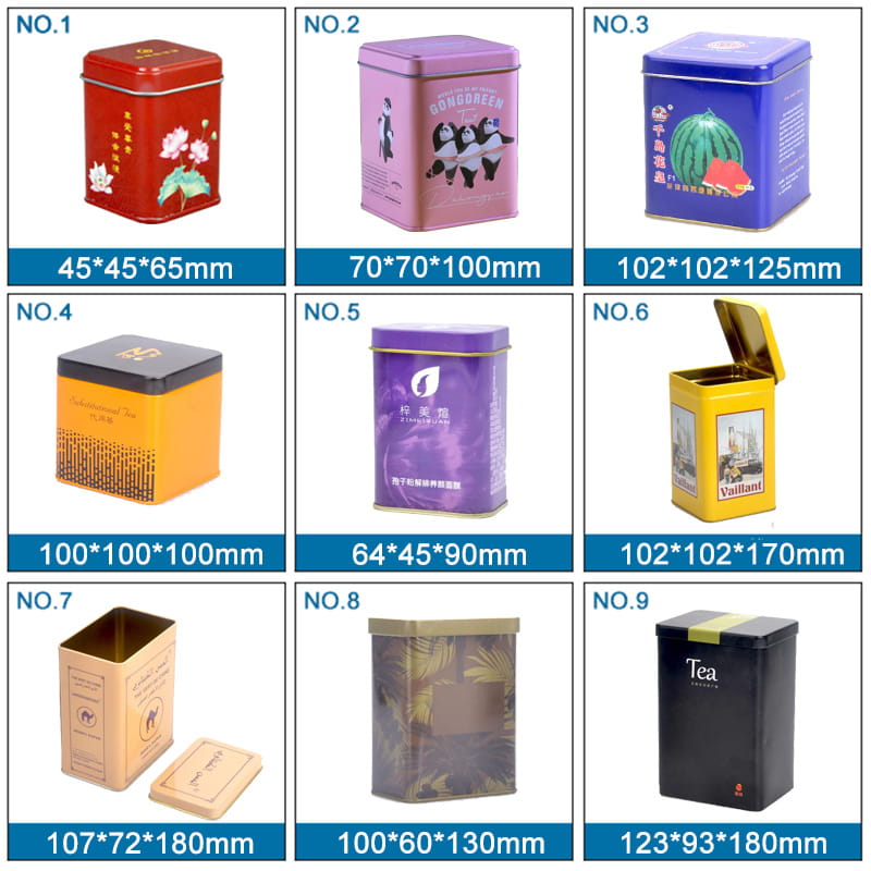 Square OEM embossed premium empty 100 gram lipton tea tin caddy case storage