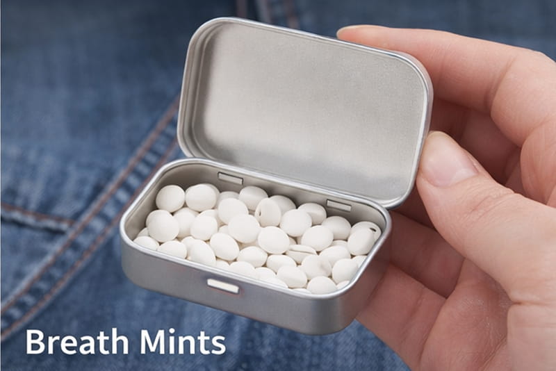 Breath mints hinged tin box