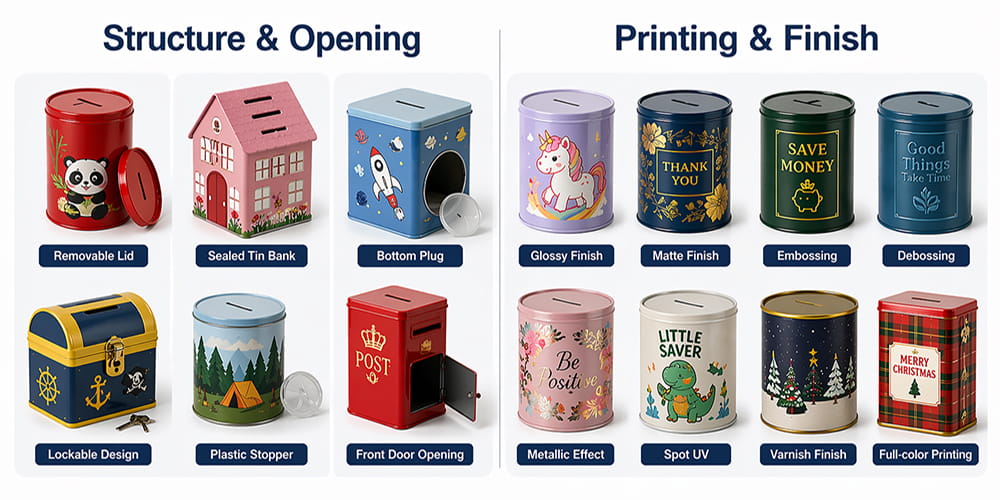 Tin Piggy Bank Structure and Printing