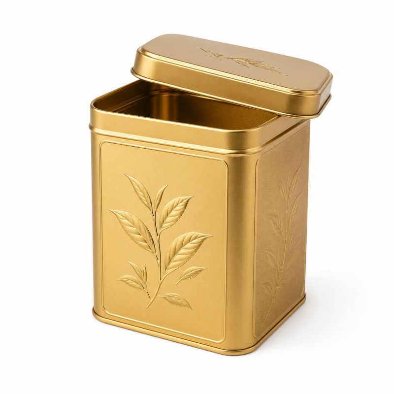 gold tea tin box