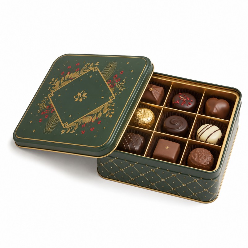 chocolate tin box with tray