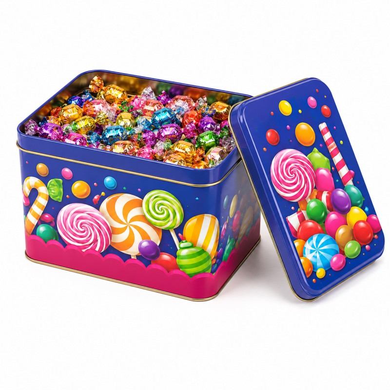 large candy tin box with lid