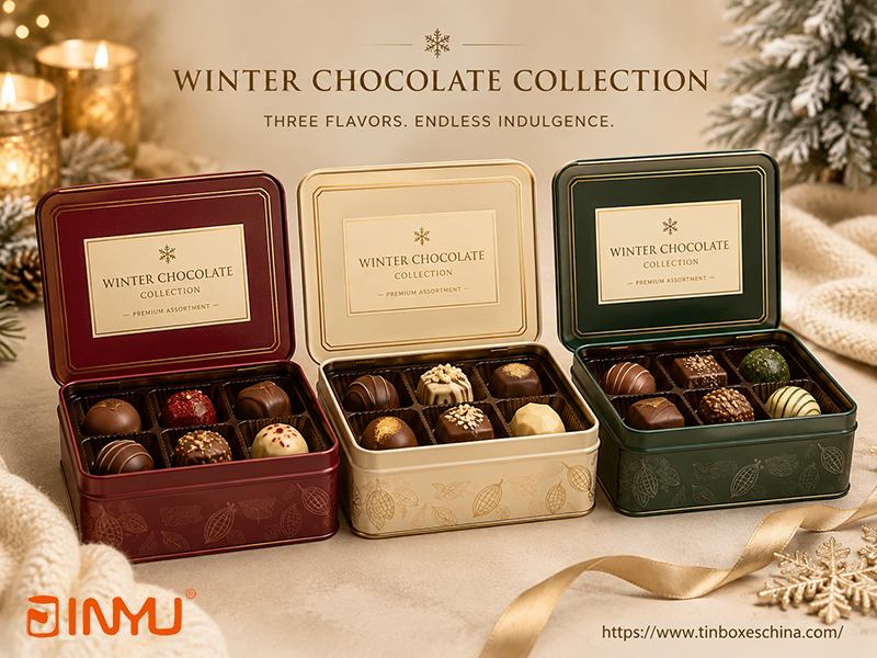 Burgundy Winter Chocolate Collection Tin