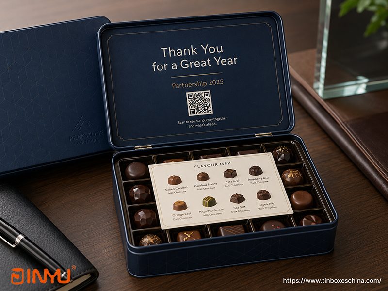 Corporate Chocolate Gift Tin With Inside-Lid