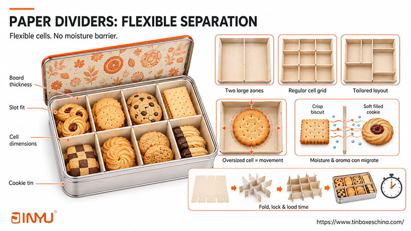 cookie tin box with paper dividers cookie tin box with paper dividers