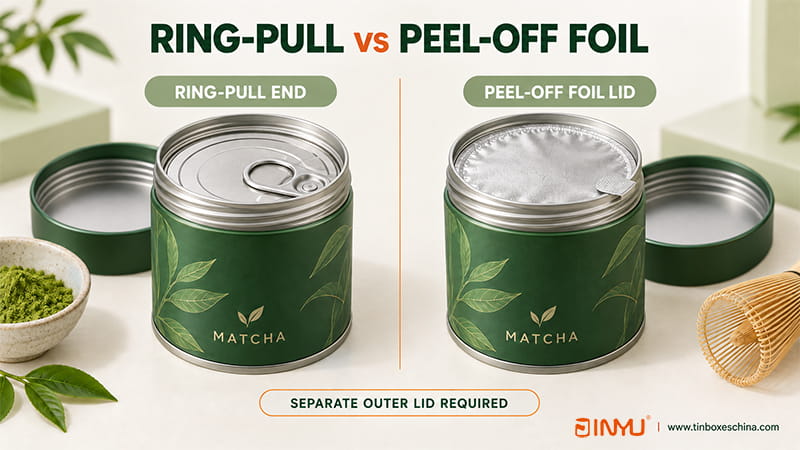 Ring Pull vs Peel Off Foil for Matcha Tins
